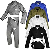 FISTRAGE Jiu Jitsu Gi Patch BJJ Brazilian for Men & Women Kimono MMA Uniform Preshrunk, Free White Belt (A0, Grey)