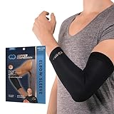Copper Compression Elbow Sleeve - Copper Infused Orthopedic Brace for Tennis & Golfer Elbow, Tendonitis, Arthritis, Bursitis, Sore Joints & Muscles - Fits Men & Women -1 Sleeve - Original/Black - M